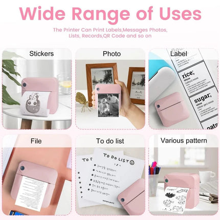 Wireless Portable Mini Thermal Photo Printer with Mobile App USB Charging for Thermal Paper Photos & Notes Ideal for Offices Supermarkets Android/iPhone