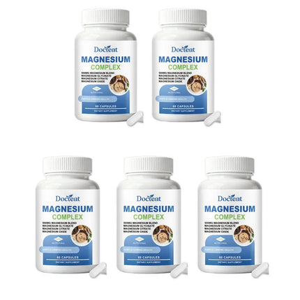 Triple Magnesium Complex Capsules with Glycinate Citrate and Oxide Daily Wellness and Mineral Nutrition Supplement 60 Count