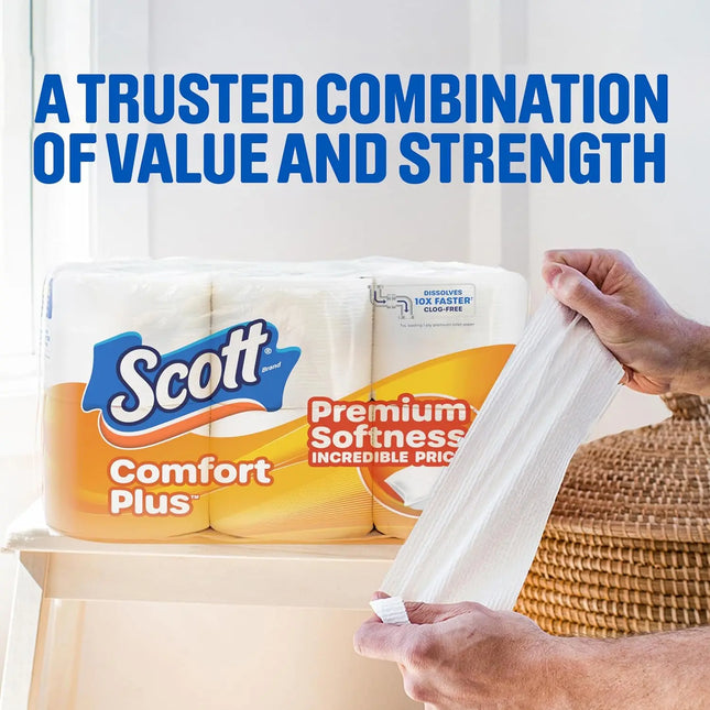 1-Ply Bath Toilet Paper, 12 Triple Rolls Equal to 36 Regular Rolls, 231 Sheets per Roll, Rapidly Dissolving Septic-Safe Tissue, Durable Disposable Bathroom Toilet Tissue for Household, RV and Septic Plumbing Systems