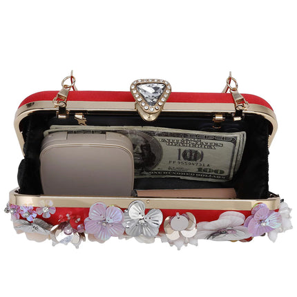 Fashion Women Bags Flower Diamonds Embroidery Small Clutch Luxury Lady Handbags Evening Bags New Arrival Chain Shoulder Purse