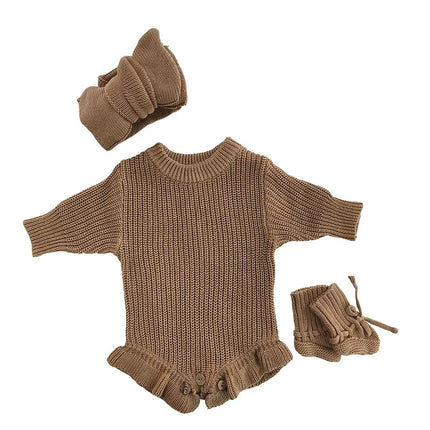 Custom Name Baby Knitted Romper Cotton Warm Long Sleeve Bodysuit Personalized Newborn Outfit Autumn Infant Jumpsuit Clothes Sets