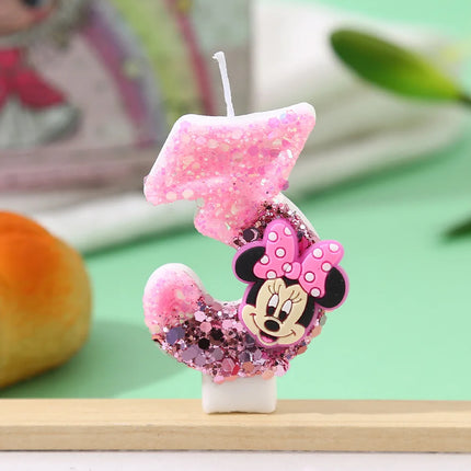 Number 0-9 Candles Cartoon Mickey Minnie Mouse Candle for Happy Birthday Cake Cupcake Topper Party Decoration Supplies DIY Gifts