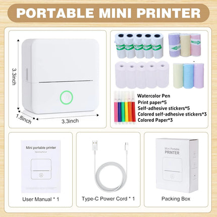 Portable Thermal Printer With 16 Roll Of Paper, Multi-function Printer, Photo/Text//Graphic Label/to-do Printing Device Accessories, USB Charging Compatible With Smartphones | Office/Home/Gift