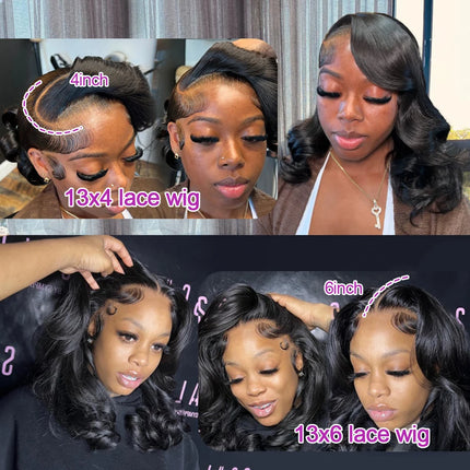 13x6 Hd Lace Frontal Wigs Glueless Human Hair Short Bob Wigs Body Water Wave Lace Front Wigs Brazilian Virgin Hair Natural Black