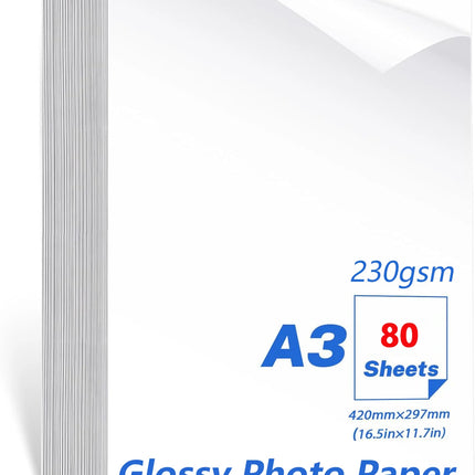 A3 Photo Paper, Waterproof Glossy for Photo Paper，Waterproof Embossed Card Paper Inkjet Photo Paper