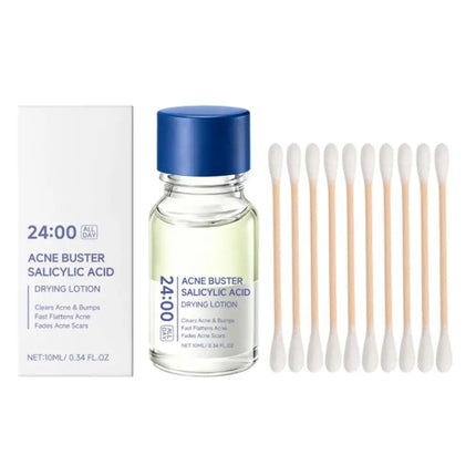 Salicylic Acid Essence Treatment Lotion Drying Lotion Face Serum with Cotton Swab Fade Acne Scars Minimize Pores for Skin-Smooth
