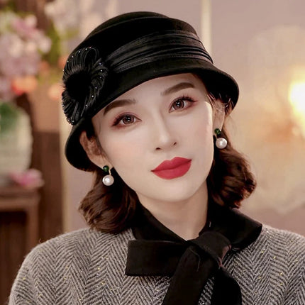 100% Australia Wool Felt Cloche Hat Women Party Formal Fedora Ladies Grace Beret Caps