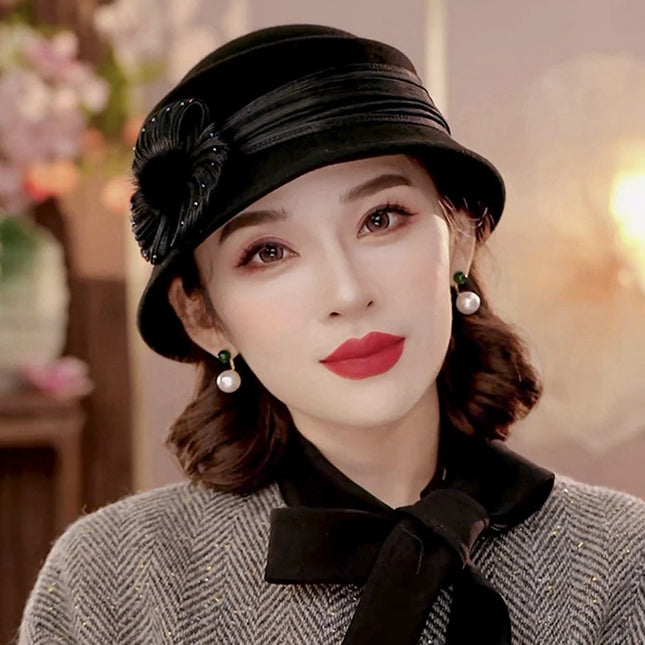 100% Australia Wool Felt Cloche Hat Women Party Formal Fedora Ladies Grace Beret Caps