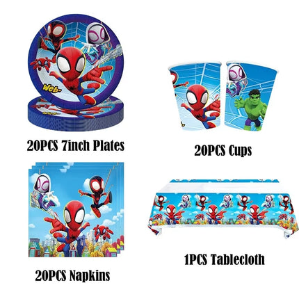 Spidey And His Amazing Friends Birthday Party Decoration Plates Tablecloth Cup Banner For Kids Birthday Balloon Party Favor Gift