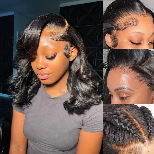 13x4 Bob Wig Human Hair wigs Body Wave 180% 210% Density Blunt Cut Short Bob Lace Front Wigs Human Hair Short Glueless Wigs for Women