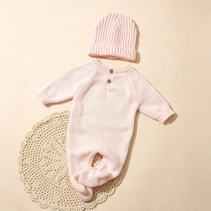 Ylsteed “Hello I'm Here‘ Knitting Newborn Photography Romper with Hat Baby Boy Girl Sweater Photo Shooting Coming Home Outfit-HD
