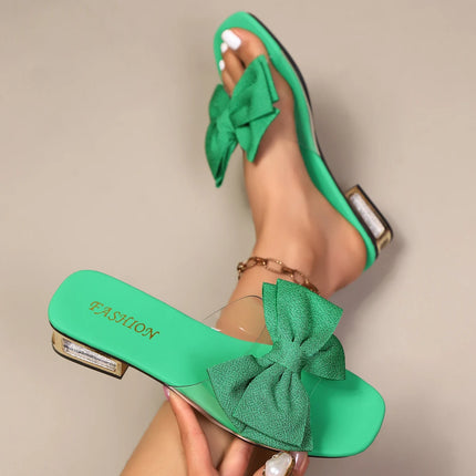 Women Sandals Elegant Solid Color Bow Strap Slippers Luxury Shoes Fashion High Heel Shoes for Women Crystal Heel Sandals Women