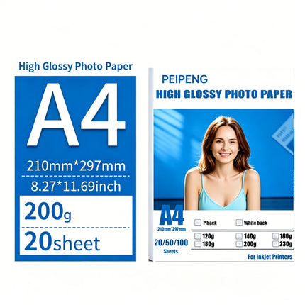 A4 20 Pcs Photo Printing Paper Photo Paper For Inkjet Printers Glossy Single-Sided Photo Paper Coated Paper  8.27*11.69 Inch