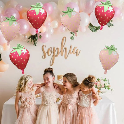 Strawberry Balloon Cute Sweet Foil Mylar Fruit Balloon Strawberry Themed Birthday Party Decoration Girls Kids Baby Shower Supply