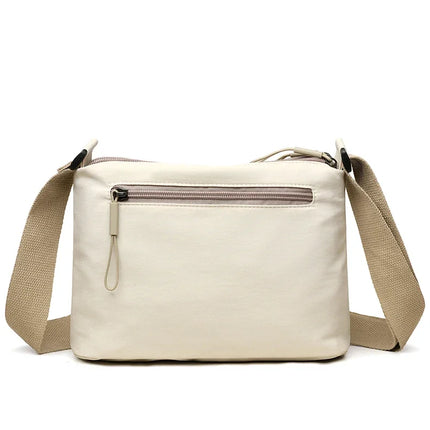3 Main Pockets High Capacity Shoulder Crossbody Bag for Women Multi-pocket Purse Canvas Handbag Suitable for Mothers Shopping