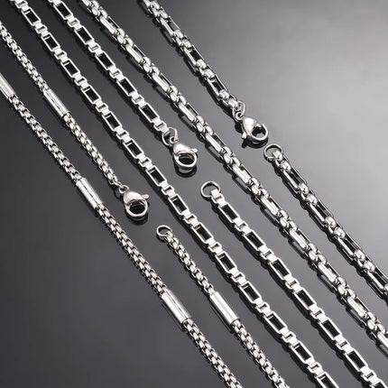 New 1 piece Stainless Steel Square Pearl Chain Necklace 3:1 Handmade Box Chain DIY Jewelry Making Bracelet Anklet Necklace