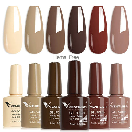 Venalisa Nail Gel Polish Kit HEMA TPO FREE Nude Pink Color Collection Self Leveling Full Coverage Nail Manicure Set 6Pcs Kit