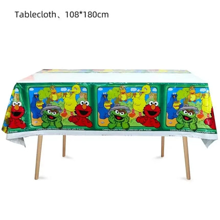 Cartoon Sesames  Street Birthday Party Decor Elmo and Friends Theme Tablecloth Plate Balloon Set Cake Decor Baby Shower