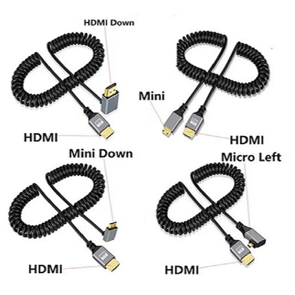 0.5-2.4M 4K60HZ HDMI Flexible Spiral Cable Mini Micro HDMI-Compatible TO HDMI Minihdmi Microhdmi Coiled Extension Cable