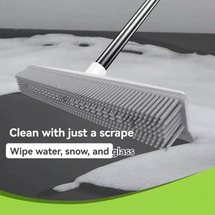 Rubber Broom Long Handle for Pet Hair Fur Remover Broom No Scratch Floor Brush for Fluff Carpet Floor Bathroom Cleaning Tools