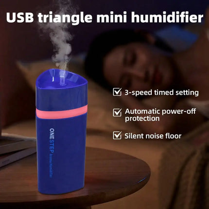 1 Pack Triangle Design Humidifier Quiet Mist with Timer Auto Shut Off USB Powered Home Decor LED Night Light