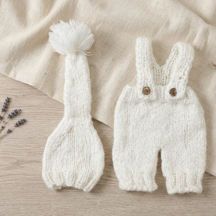 Handmade Knitted Newborn Romper Hat Set Baby Photography Studio Props Cute Infant Photo Outfit Accessories 0-3M