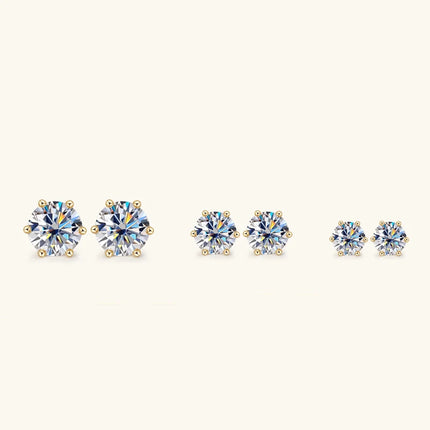 OXTAO 18K White Plated 0.5-2ct Moissanite Diamond Stud Earring Real 925 Silver Wedding Earring Luxury Women's Jewelry Certified