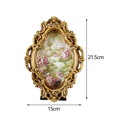 Resin Photo Frame Antique Style Tabletop Wall Hanging Elegant Embossed Picture Frame for Living Room Home Decoration