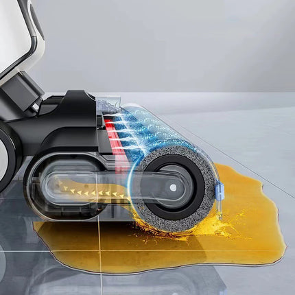 Smart Stain-Removing Floor Scrubber Vacuum & Mop in One Cordless Self-Cleaning Centrifugal Air Drying with Floating Scraper