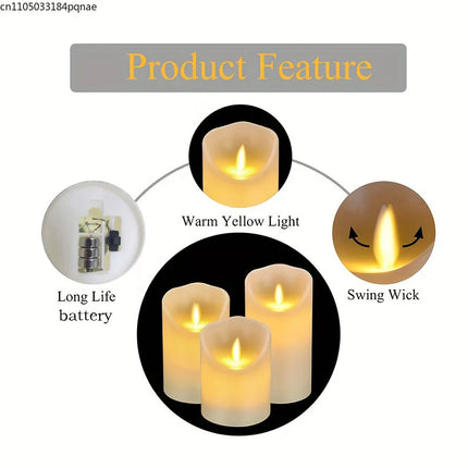 10-240pcs Flameless Fake Candle LED Flickering Candles with Remote Control Battery Operated Pillar Candles for Valentine's Day