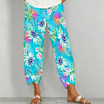 Street Fashion Trousers  Women's Fashion Nine-inch Pants Retro Printed Yoga Pants Daily Casual Pants Elegant Sport Pants