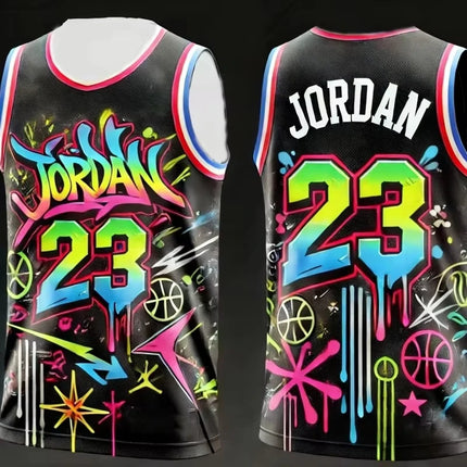 2026 New Arrivals Jordan Graffiti Hip-Hop Style Basketball Jersey Men Women Basketball Vest Fan Special Jersey Family Kids Tees