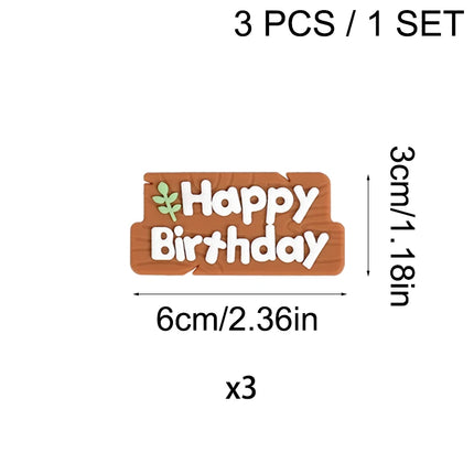 Jungle Dinosaur Theme Happy Birthday Cake Toppers Plastic Rubber Girl Boy Birthday Party Cake Decorations Baking Tools Kid Favor