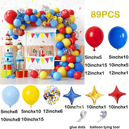 Red Green Christmas Balloons Garland Arch Kit Blue Yellow Ballon Set Video Game Party Circus 1st Birthday Decorations Air Globos
