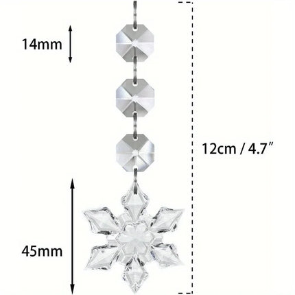5PCS Snowflake Crystal Christmas Ornaments for Tree Decorations, Hanging Crystals for Centerpieces Acrylic Chandelier Garland Beads Strands Prism Decorations Clear Teardrop Chandelier Crystals Pendant Wedding Home Garden Outd