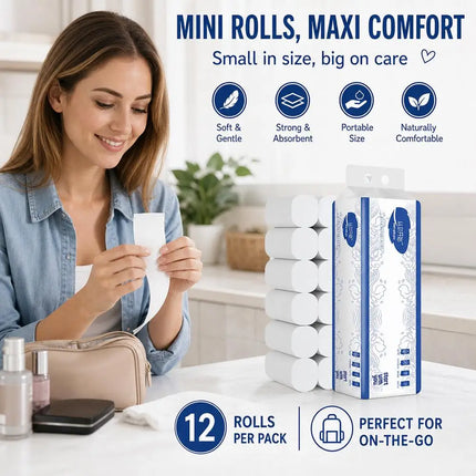 12rolls Mini Toilet Paper Household Hygienic Tissue Bulk Box Direct Supply Bathroom Paper Towel Whole Box Batch