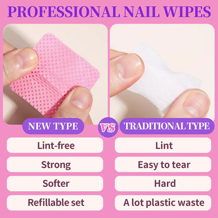 100/600Pcs Lint Free Nail Wipes Eyelash Glue Wipes Nail Polish Remover Pads Gel Nail Cleansing Wipes Suitable for Home Use