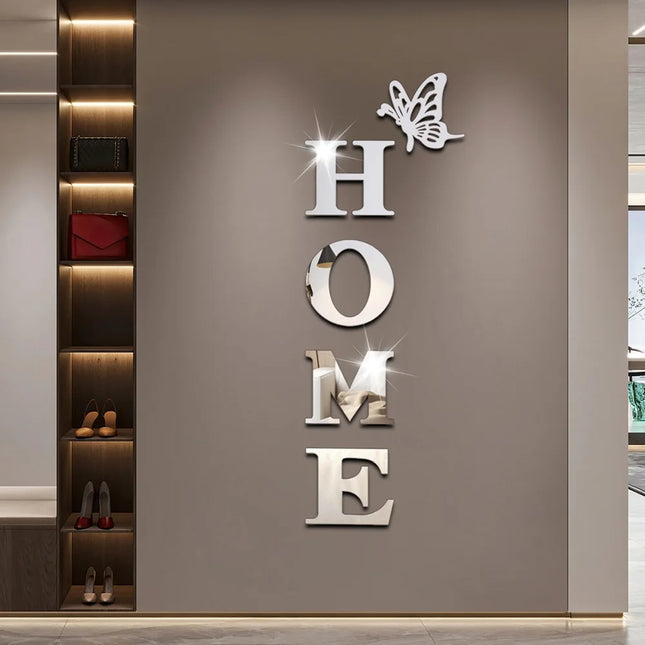 Home Logo 3D Mirror Wall Sticker Butterfly Acrylic Mirror Wall Sticker 5PCS Art Entrance Decoration Home Decoration