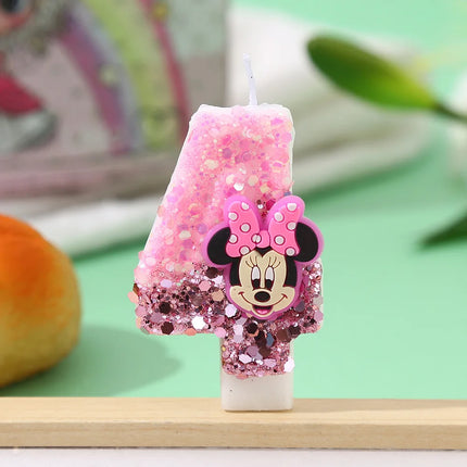 Number 0-9 Candles Cartoon Mickey Minnie Mouse Candle for Happy Birthday Cake Cupcake Topper Party Decoration Supplies DIY Gifts