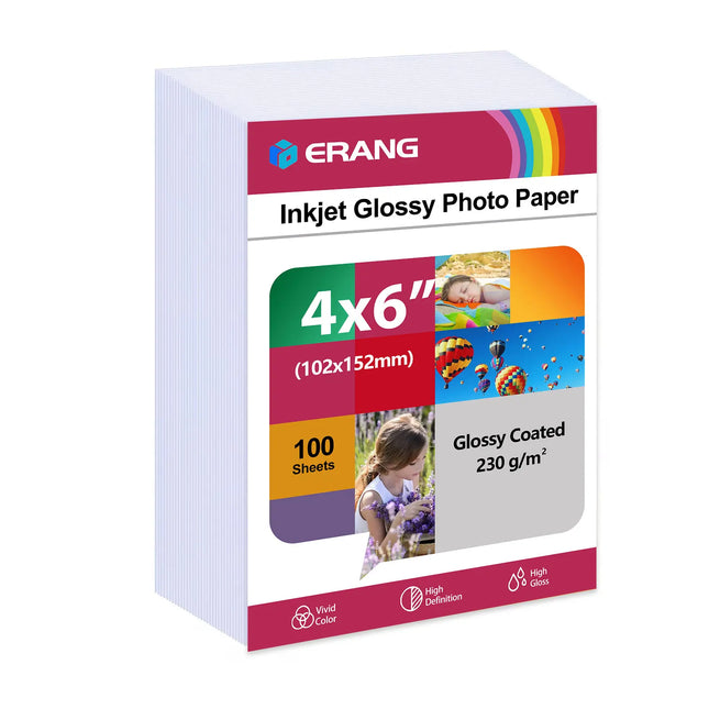 180g/200g/230g 100 Sheets 4x6" Photo Paper, 10.2cmx15.2cm Premium Glossy Photo Paper Picture Paper Printer Brochure Paper Glossy