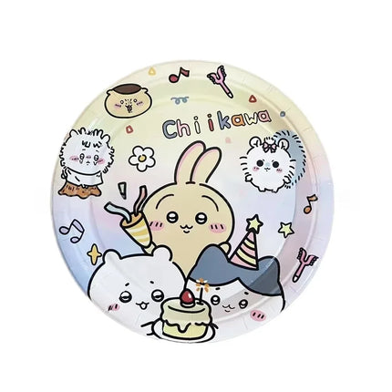 kawaii Chiikawa Birthday Party Disposable tableware Banner Cake Topper Hanging Flag Latex Foil Balloons Birthday Decorations Toy