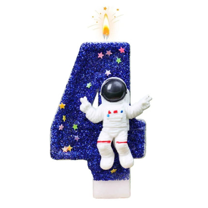 New 0-9 Number Birthday Candles original Starry Sky Astronaut birthday cake digital party anniversary candle decoration