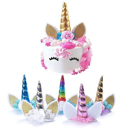 New Unicorn Happy Birthday Cake Topper Decoration Pink Gold Unicorn Kids Birthday Party Cake Toppers Baking Supplies Baby Shower