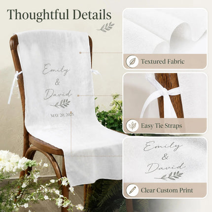 Personalized Wedding Chair Banner Custom Bride Groom Chair Backdrop Mr Mrs Sign Reception Party Decoration Name Date Fabric