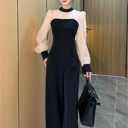 2025 Spring New Fashionable Long Sleeve Jumpsuit With Elegant and Stylish Style Featuring a Slim Waist a Wide Leg Suit for Women