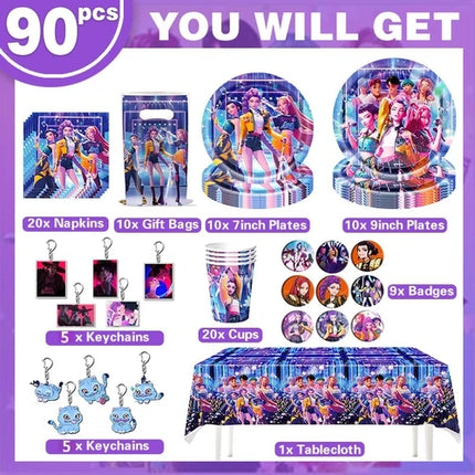Happy Birthday Party Decoration Character Anime Tableware Plate Cup Balloon Set Banner Backdrop Gift Bag Keychain Party Supplies