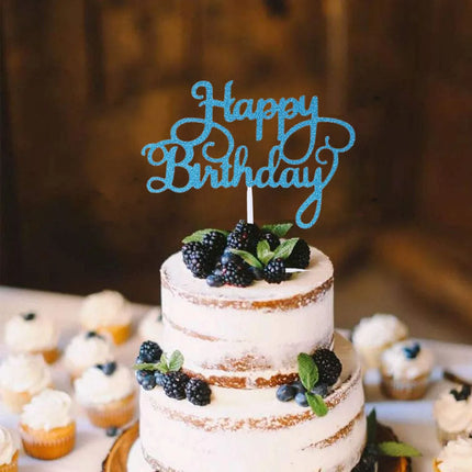 50PCS 5 Colors Happy Birthday Cake Toppers Glitter Birthday Cake Topper Cupcake Topper Cake Decorations Party Supplies