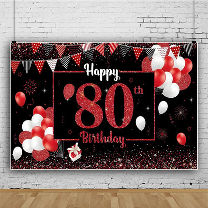 Rose Gold 80s Themed Banner Photography Background Cloth, Pink 80th Birthday Happy Party Decoration Photography Studio Backdrop