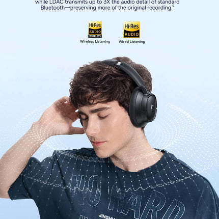 Baseus Bass Wireless Headphones Bluetooth 6.0 98% Noise Canceling Over Ear Headset Spatial Audio Earphone 80H Time