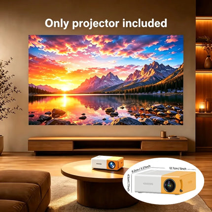 The 2026 upgraded portable LED projector features USB power supply, button control, LCD display, built-in speaker